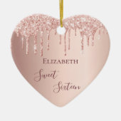 Sweet 16th zestiende verjaardag roze goud glitters keramisch ornament (Voorkant)