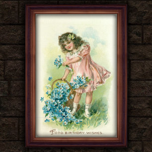 Sweet  1908 Floral Girl Verjaardag Poster