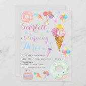 Sweet 3ème anniversaire Invitation (Devant / Derrière)