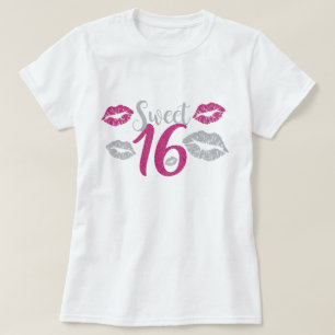 Sweet 61 16-jarige roze faux glitter print t-shirt