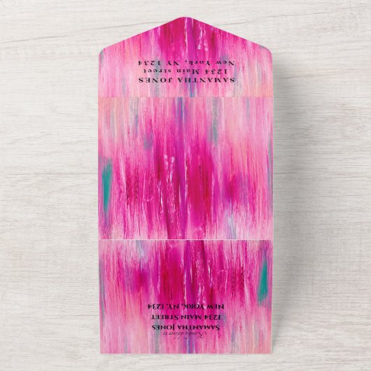 Sweet 61 Waterverf Meisje Roze All In One Uitnodiging (Buitenkant)