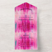 Sweet 61 Waterverf Meisje Roze All In One Uitnodiging (Binnen)