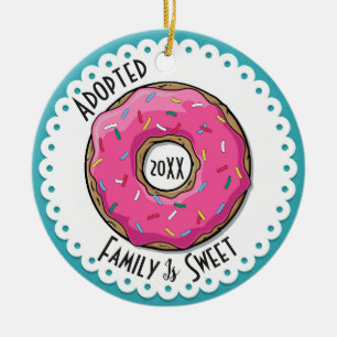 Sweet Aangenomen foto Donut Dated Keramisch Ornament