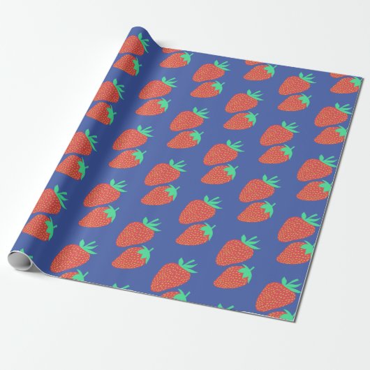 Sweet aardbeien Fruity Fun Pattern Red Cadeaupapier (Uitgerold)