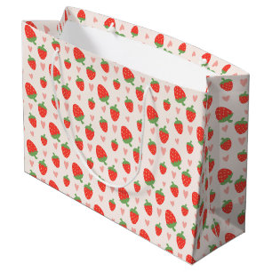 Sweet Aardbeien & Harten Grote Geschenktas Groot Cadeauzakje