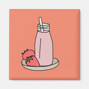 Sweet aardbeienmokshake schattig roze magneet