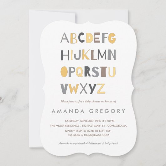 Sweet ABC Modern Baby shower Invitation (Devant)