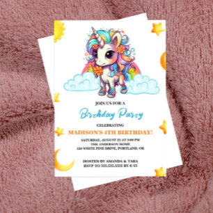 Sweet Adorable Unicorn Invitation Anniversaire