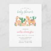 Sweet Alpaca Llama Cactus Boho Baby shower Uitnodiging Briefkaart (Voorkant)