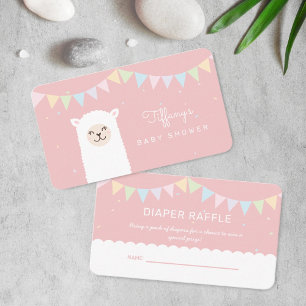 Sweet Alpaca Llama Meisje Baby shower Luier Raffle Informatiekaartje