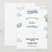 Sweet and cute airplane birthday party invitation (Devant / Derrière)