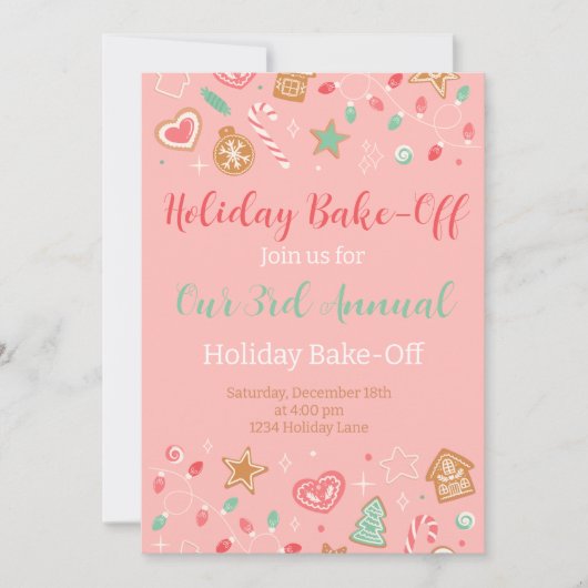 Sweet and Merry Holiday Invitation Kaart (Voorkant)