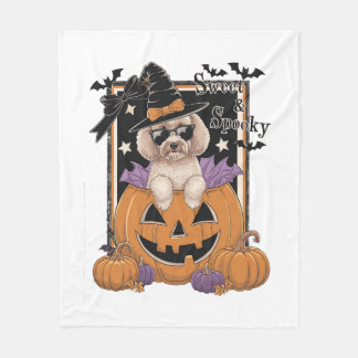 Sweet and Spooky Poodle and Pumpkin Fleece Deken