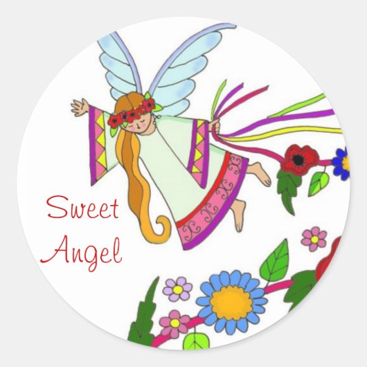 Sweet Angel Oekraïense volkskunst Ronde Sticker (Voorkant)