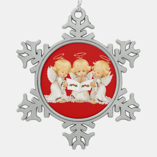 Sweet Angels Kerstliedjes Tin Sneeuwvlok Ornament (Voorkant)