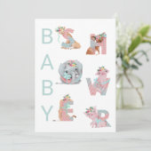 ** Sweet Animals Letters Baby shower uitnodiging (Staand voorkant)