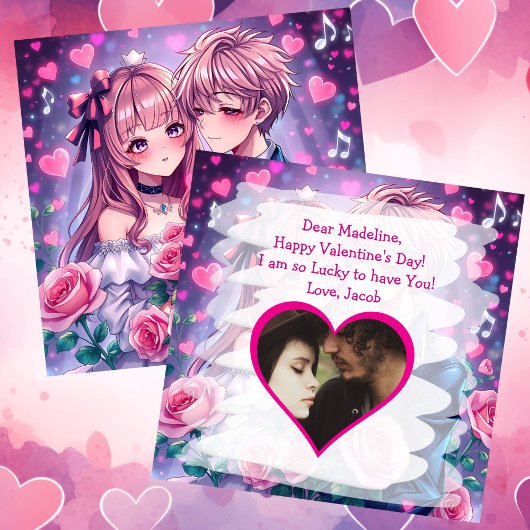 Sweet Anime Gepersonaliseerde Foto Valentijnsdag Kaart