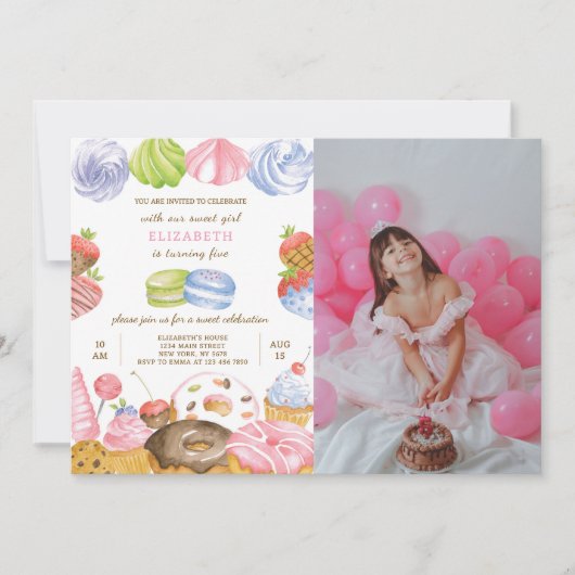 Sweet Anniversaire Invitation Avec Photo (Devant)