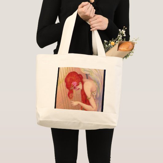 Sweet Antiek Redkopengel op de Harp Grote Tote Bag (Voorkant (product))