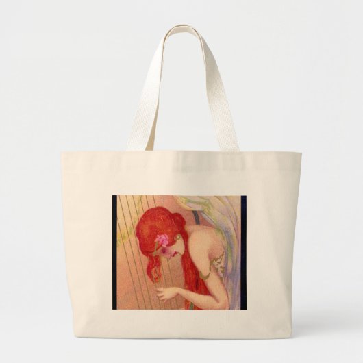 Sweet Antiek Redkopengel op de Harp Grote Tote Bag (Voorkant)