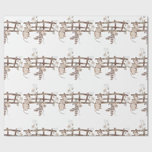 Sweet Argyle Mouse met Spoon, Fence, Mouse Cadeaupapier (Vlak)