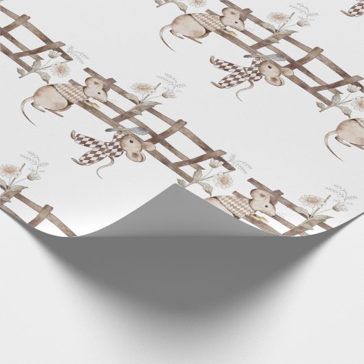 Sweet Argyle Mouse met Spoon, Fence, Mouse Cadeaupapier (Hoek)