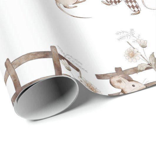 Sweet Argyle Mouse met Spoon, Fence, Mouse Cadeaupapier (Rol Hoek)