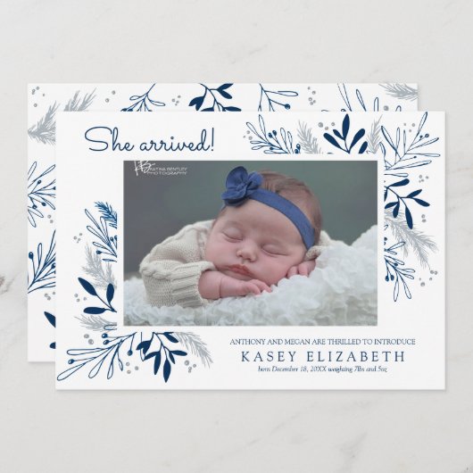 Sweet Arrival Baby Faire-part | Branches d'hiver (Devant / Derrière)