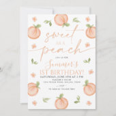 Sweet As a Peach 1er anniversaire Invitation fille (Devant)
