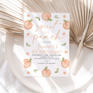 Sweet As a Peach 1er anniversaire Invitation fille