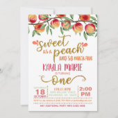 Sweet as a Peach 1st Birthday Invitation - W GG (Devant)