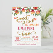 Sweet as a Peach 1st Birthday Invitation - W GG (Debout devant)