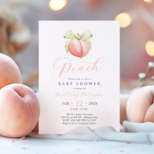 Sweet as a Peach Baby shower Invitation