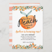 Sweet as a Peach First Birthday Invitation (Devant / Derrière)