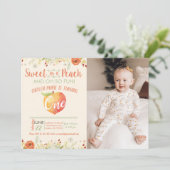 Sweet As A Peach First Birthday Photo Invitation (Debout devant)