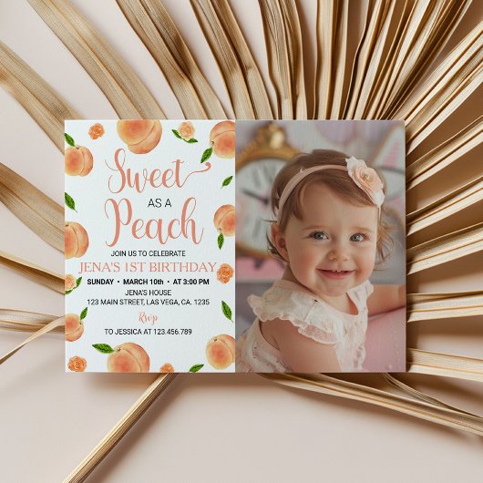 Sweet As A Peach Photo Anniversaire Invitation