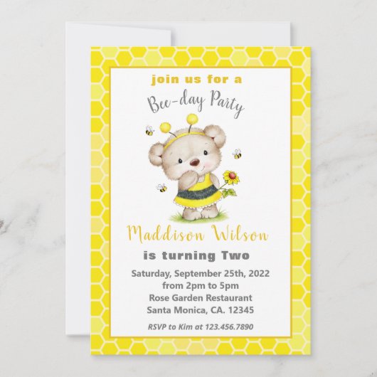 Sweet as Can Bee Anniversaire Invitation (Devant)
