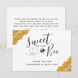 Sweet as Can Bee Geslacht Vlek Party Bedankkaart