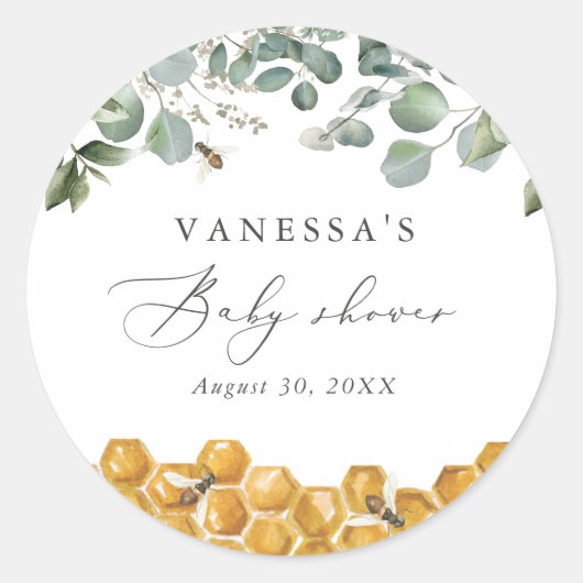 Sweet as Can Bee Greenery Baby shower Ronde Sticker (Voorkant)
