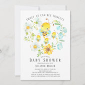 Sweet As Can Bee Triplets Baby shower Invitation (Devant)