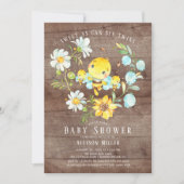 Sweet As Can Bee Twins Baby shower Invitation (Devant)