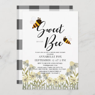 Sweet as can Bee Virtual Baby shower Invitation