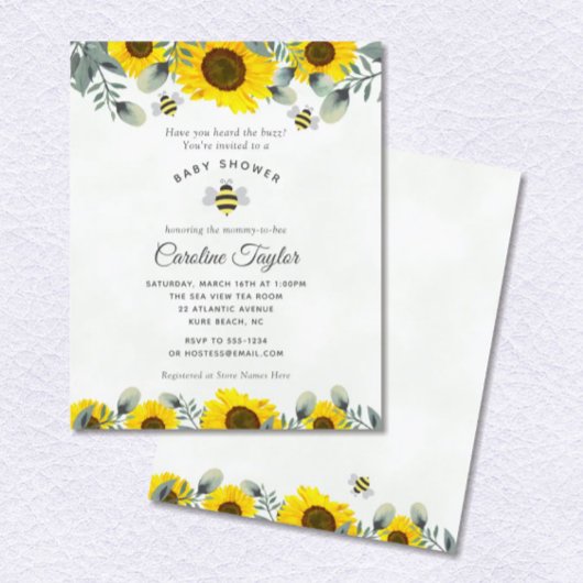Sweet As Can Bee Zonnebloemen Baby shower Invitati