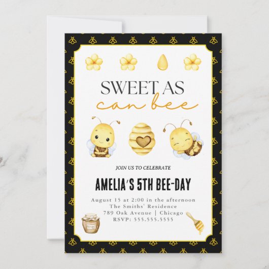 Sweet As Can Beth Birthday Invitation N'Importe Qu (Devant)