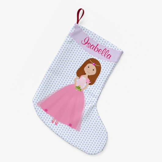 Sweet Auburn Hair Princess Personalized Stocking Kleine Kerstsok (Voorkant (Hangend))