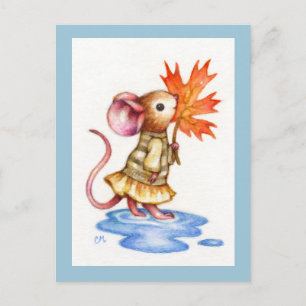 Sweet Autumn - Cute Mouse Art Briefkaart
