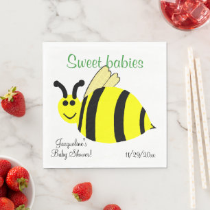 Sweet Babies Geel Bumble Bee Twins Baby shower Servetten