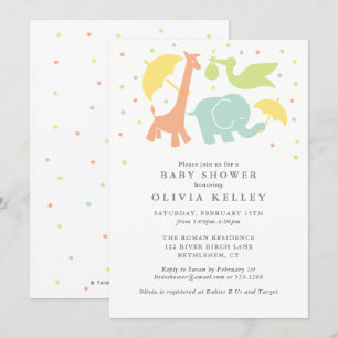 Sweet Baby Animal Baby shower, neutrale uitnodigin Kaart