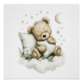 Sweet baby bear fast asleep on fluffy clouds perfect poster (Voorkant)