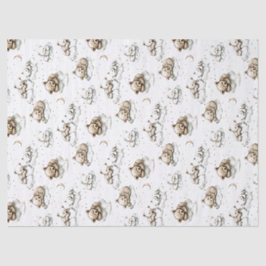 Sweet baby bears fast asleep on fluffy clouds tissuepapier (Voorkant)